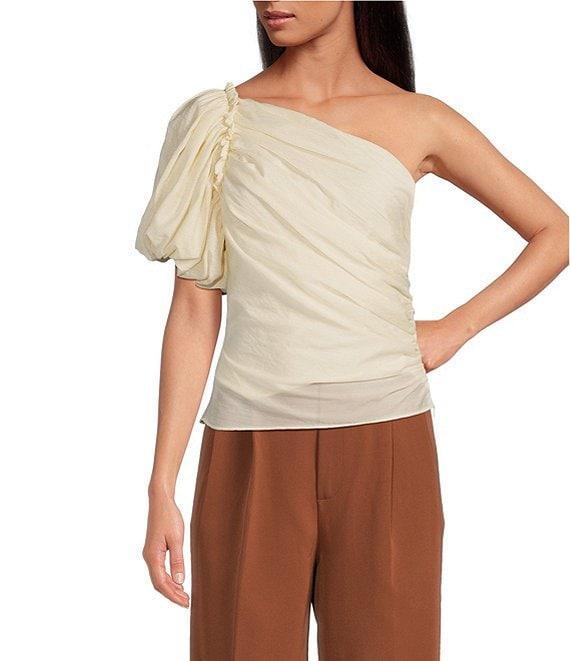 ASTR the Label Gidget One Shoulder Short Sleeve Ruffle Top Product Image