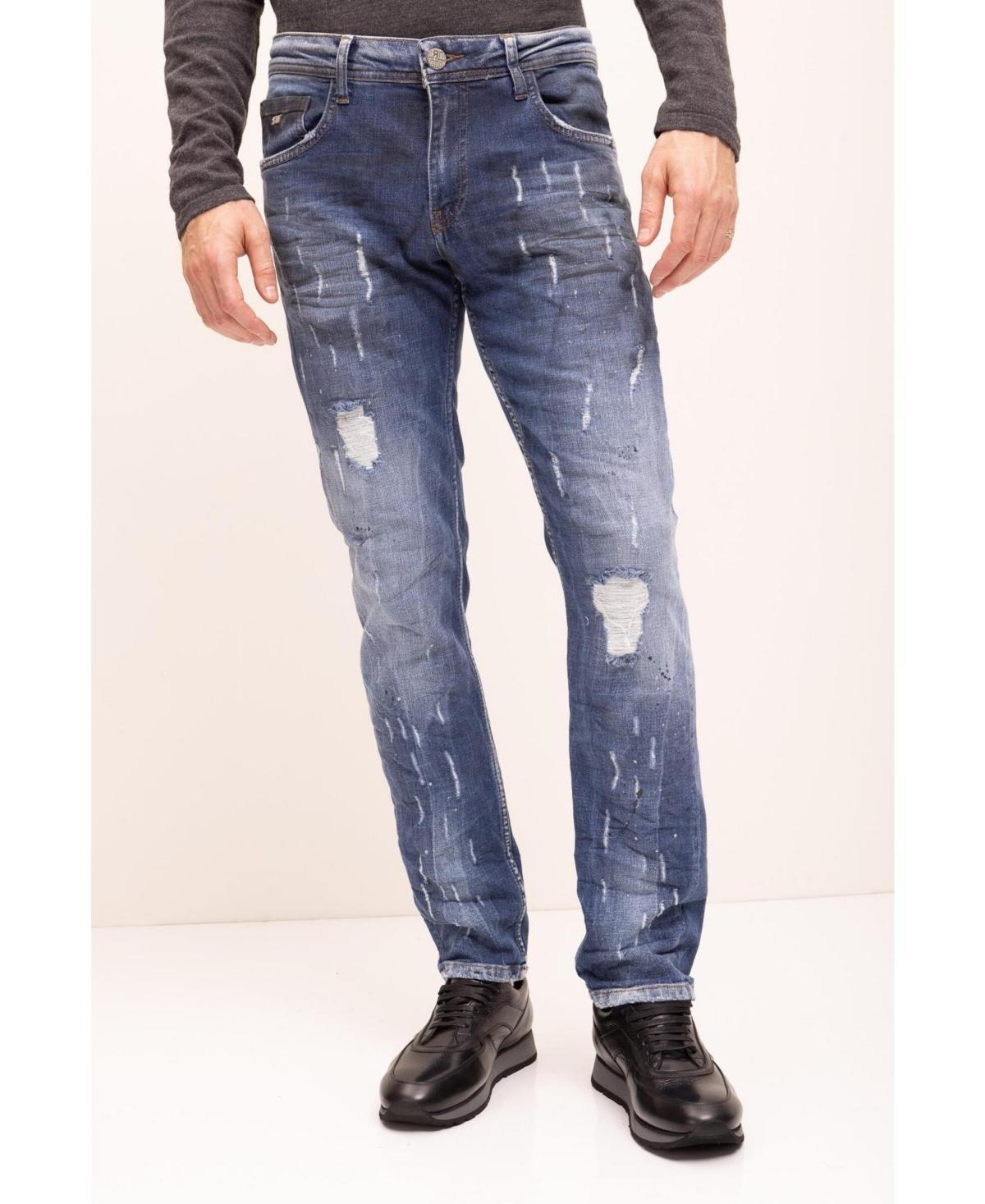 Ron Tomson Mens Modern Distressed Denim Jeans Product Image
