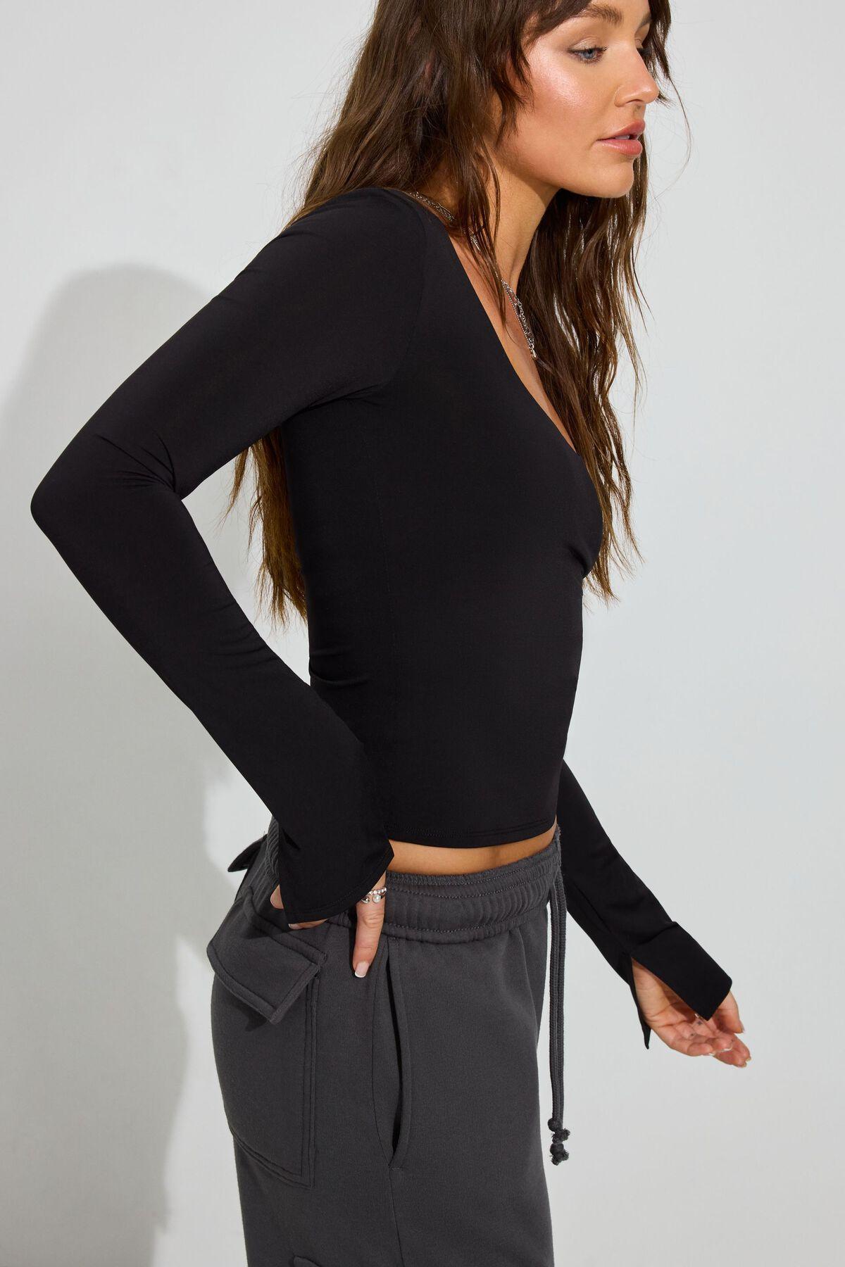 Extreme Scoop Neck Long Sleeve Top Product Image