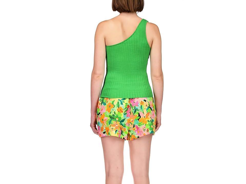 Sanctuary One Shoulder Rib Tank (Jelly Bean) Women's Clothing Product Image
