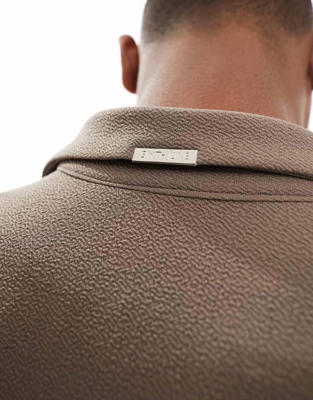 Sixth June textured short sleeve shirt in brown - part of a set Product Image