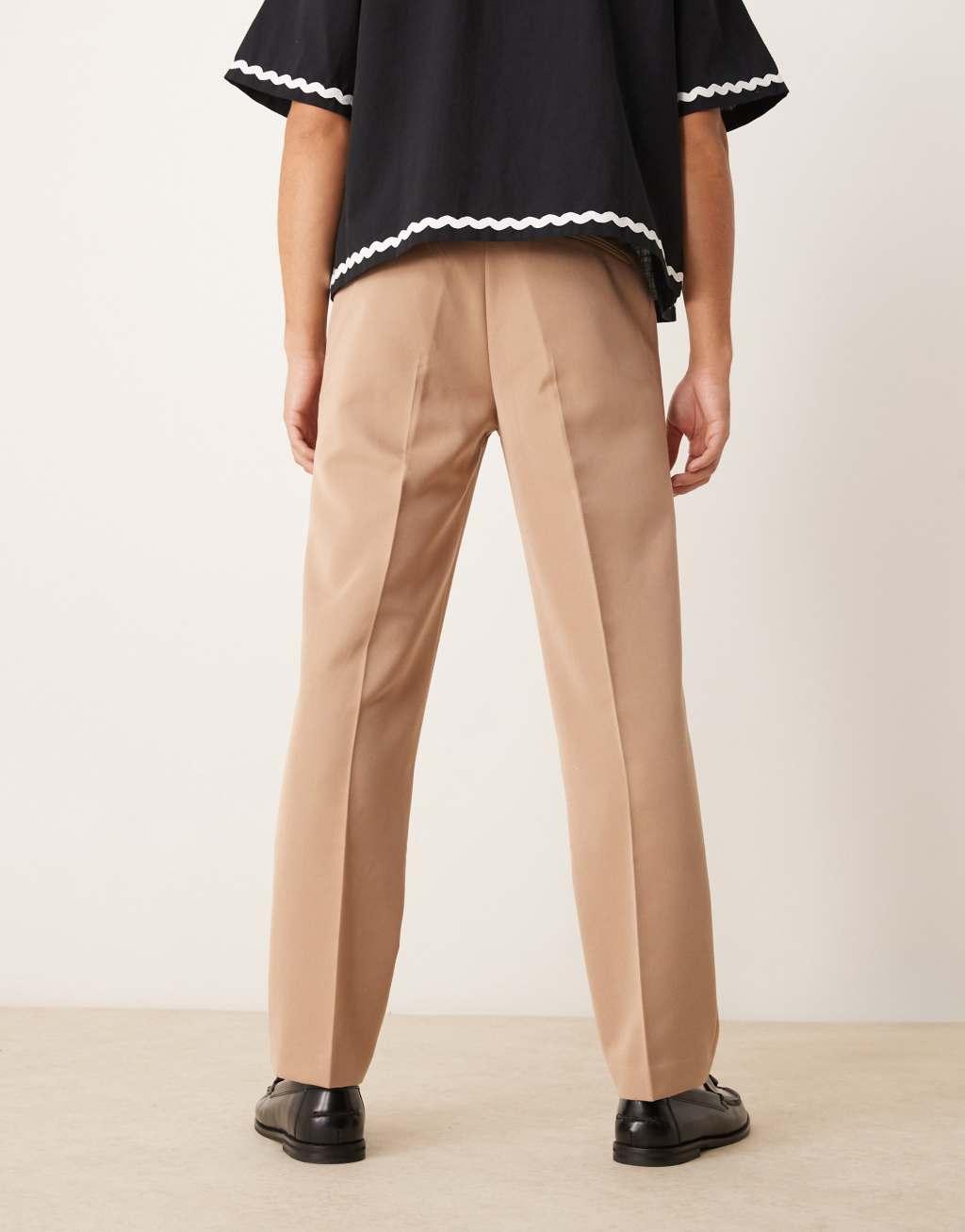 ASOS DESIGN smart straight leg pants in camel Product Image