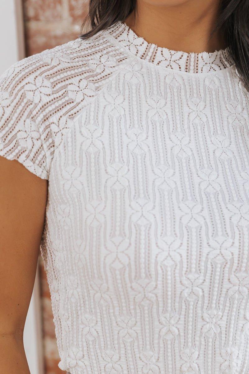 MUSE Floral Lace Short Sleeve Top - FINAL SALE Product Image