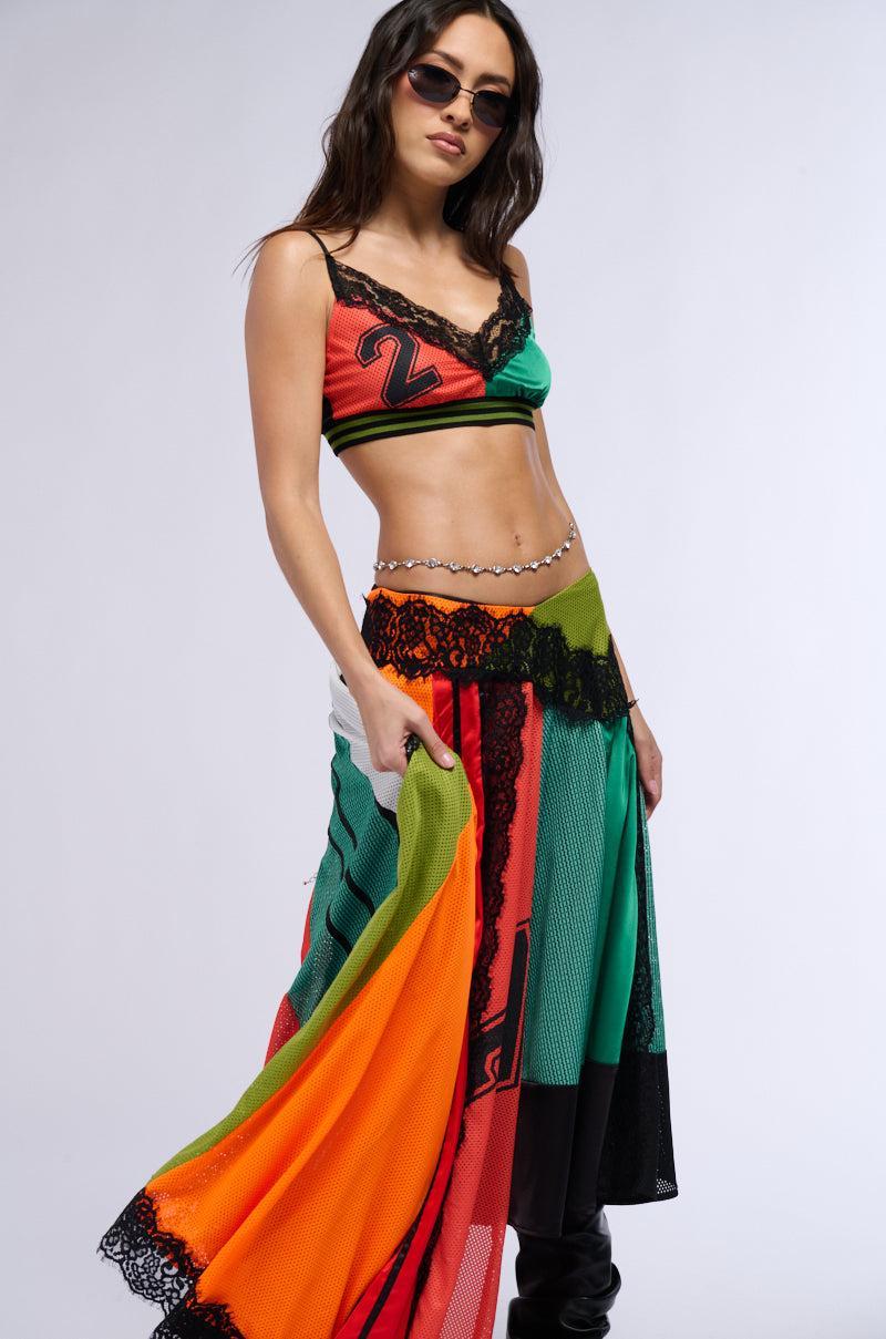 ALL OVER THE PLACE COLOR BLOCK MAXI SKIRT Product Image