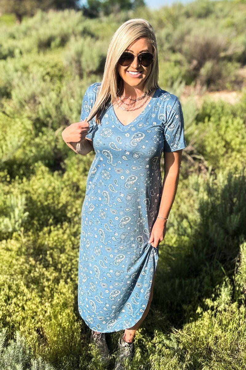 Sterling Kreek Bandana Babe Blue Maxi Dress Product Image