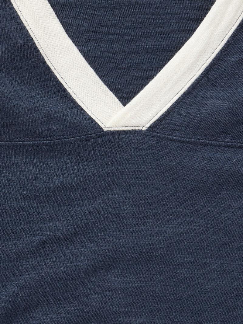 Sunwashed Slub Varsity V-Neck - Blue Nights Product Image