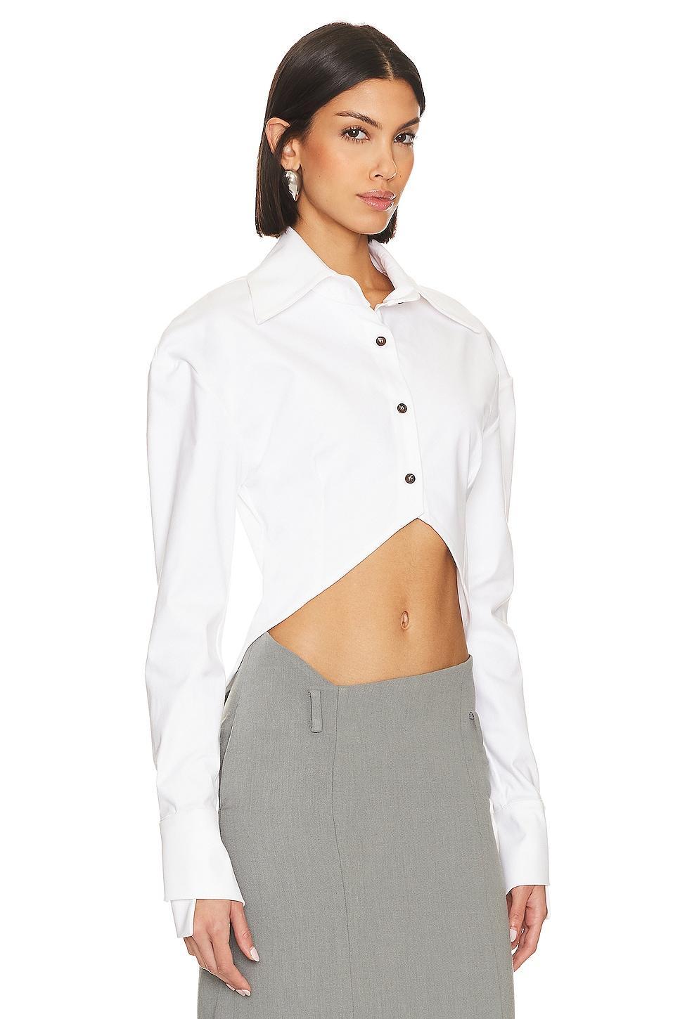 Wide Shoulder Asymmetric Cuff Shirt Product Image