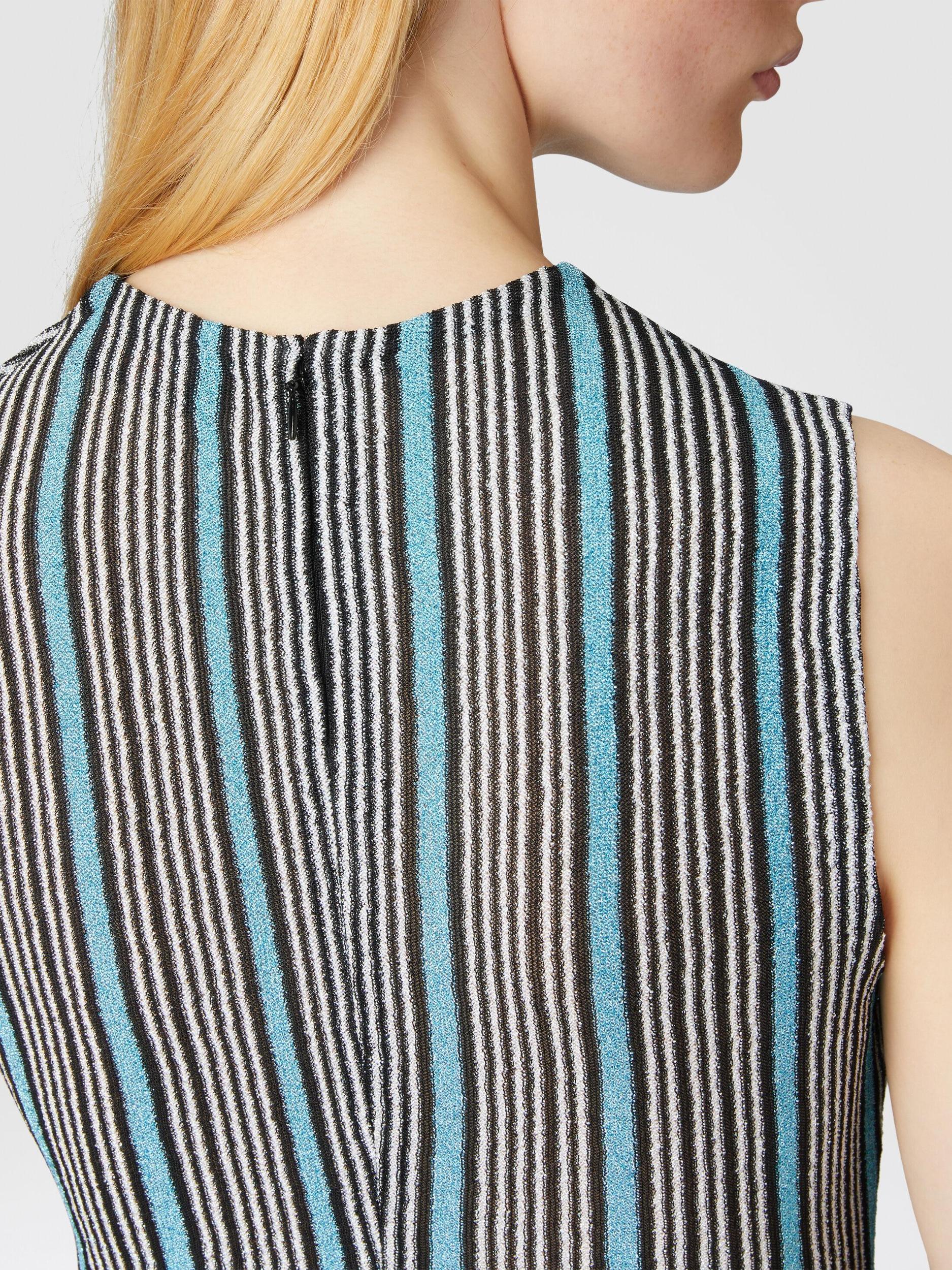 Sleeveless top in lamé striped viscose Product Image