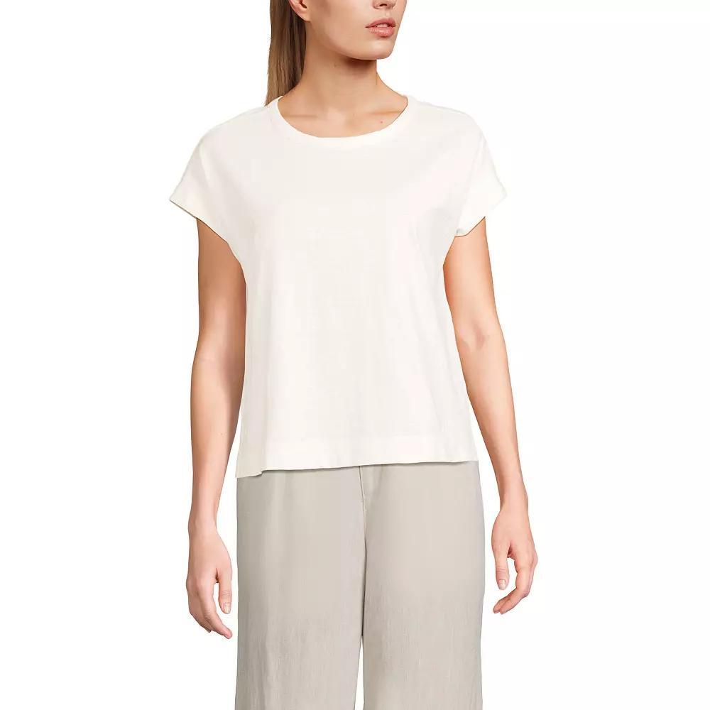 Women's Lands' End Short Sleeve Boxy Slub Tee, Size: Small, Ivory Product Image