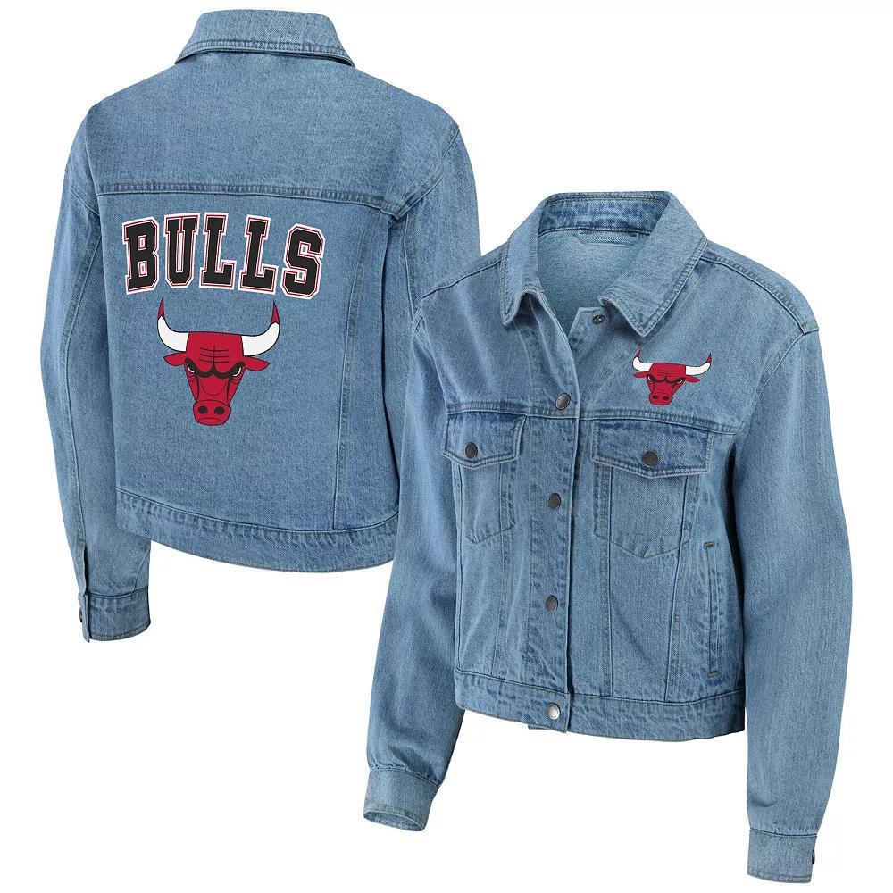 Women's WEAR by Erin Andrews Chicago Bulls Full-Snap Denim Jacket, Size: XL, Turquoise A Product Image