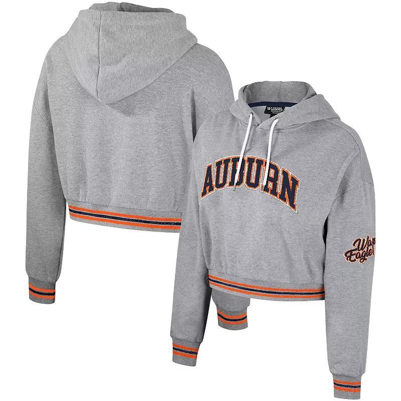 Women's The Wild Collective Heather Gray Auburn Tigers Cropped Shimmer Pullover Hoodie, Size: Large, Grey Product Image