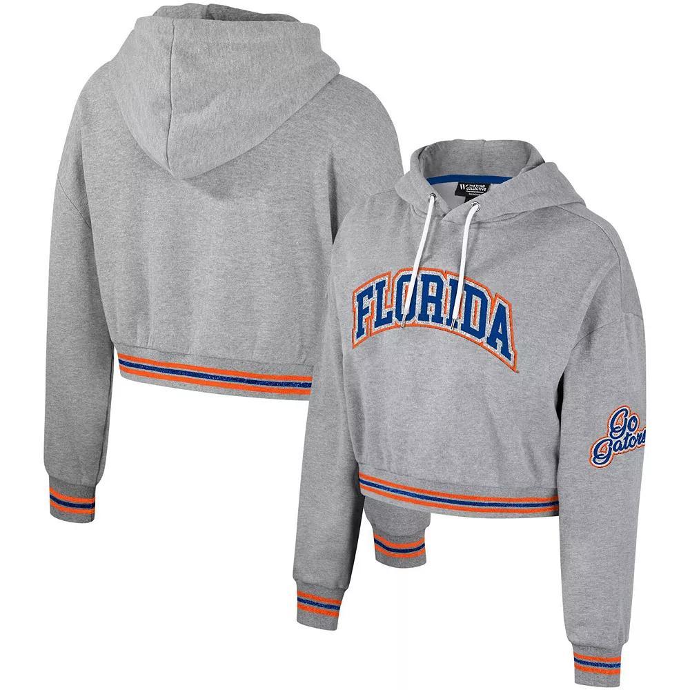 Women's The Wild Collective Heather Gray Auburn Tigers Cropped Shimmer Pullover Hoodie, Size: Large, Grey Product Image