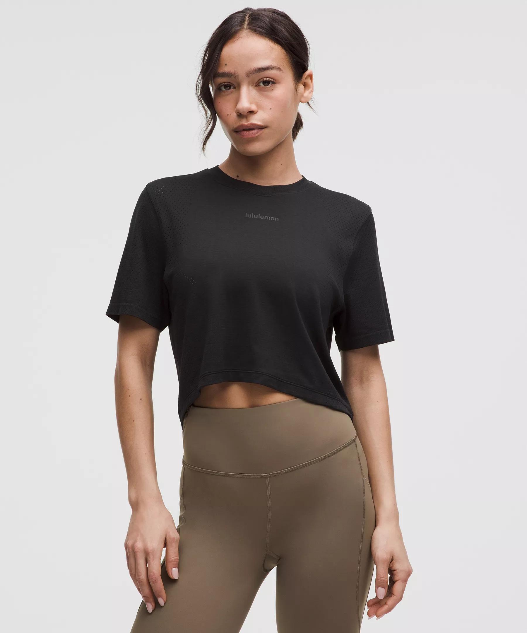 Swiftly High-Low Cropped Short-Sleeve Shirt Product Image