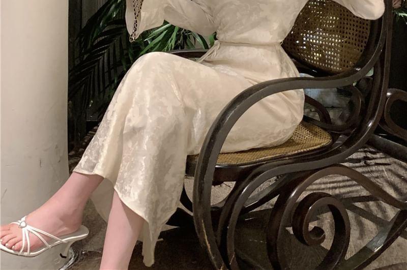 Long-Sleeve V-Neck Maxi Sheath Dress Product Image