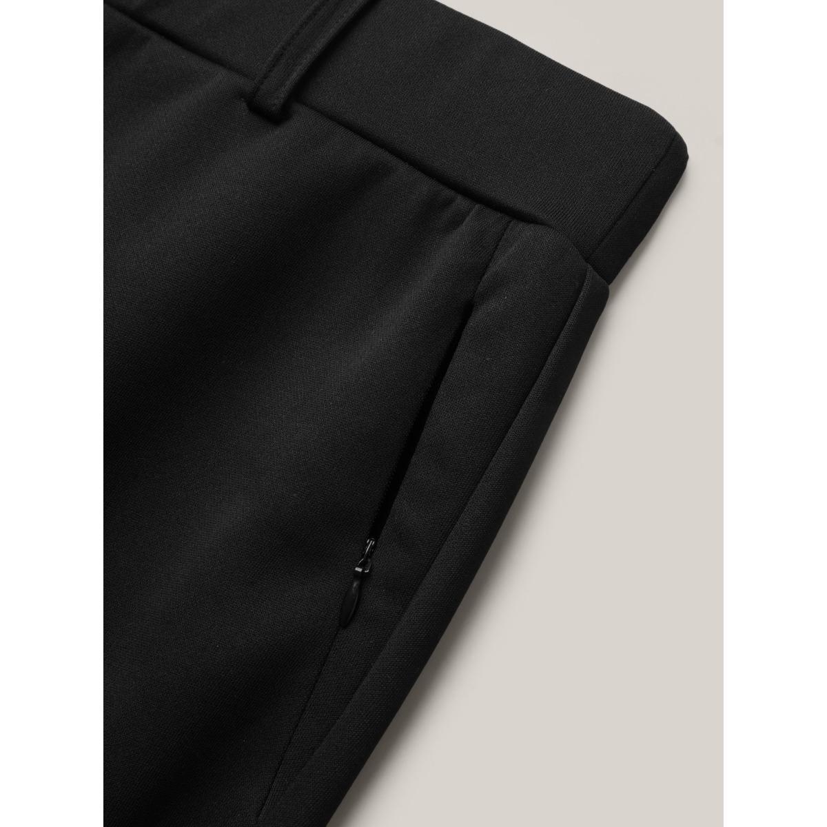 Plus Size Stretchy Waist Zipper Pocket Flared Pants Women Black At the Office Bootcut Mid Rise Work Pants BloomChic 18-20/2X Product Image
