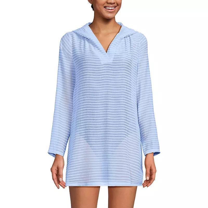 Women's Lands' End Rib Hooded Mini Swim Cover-Up Dress, Size: XS, Soft Cloud Blue Product Image
