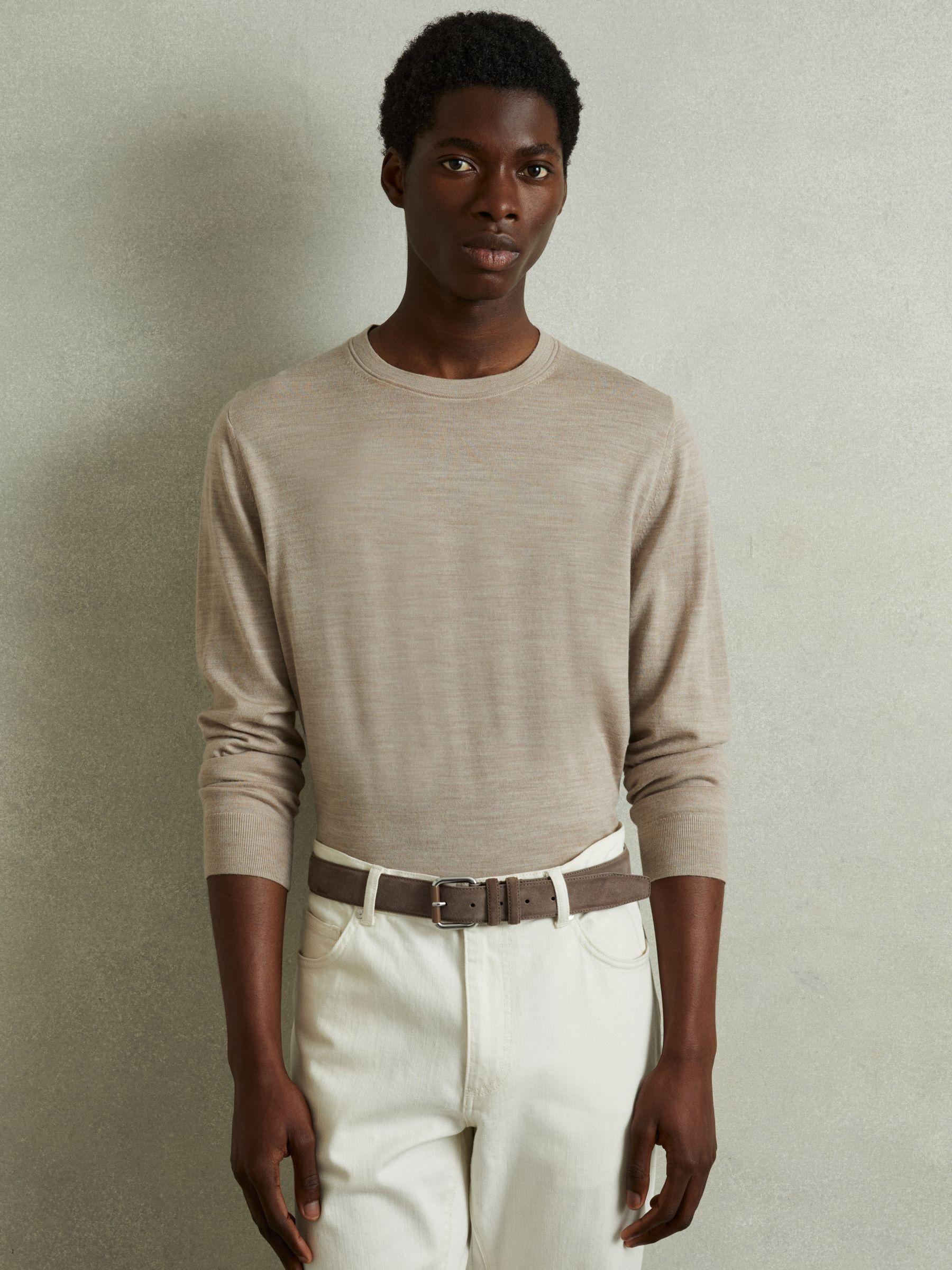 Suede Roller Bar Belt in Taupe Brown Product Image