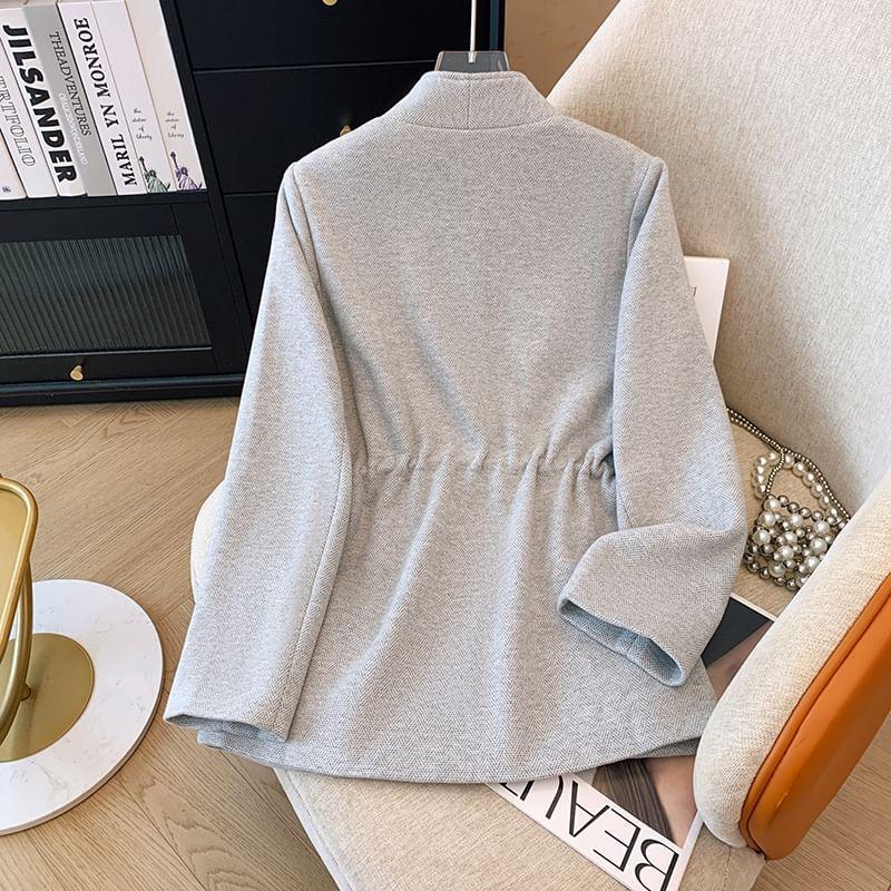 V-Neck Plain Drawstring Waist Coat Product Image