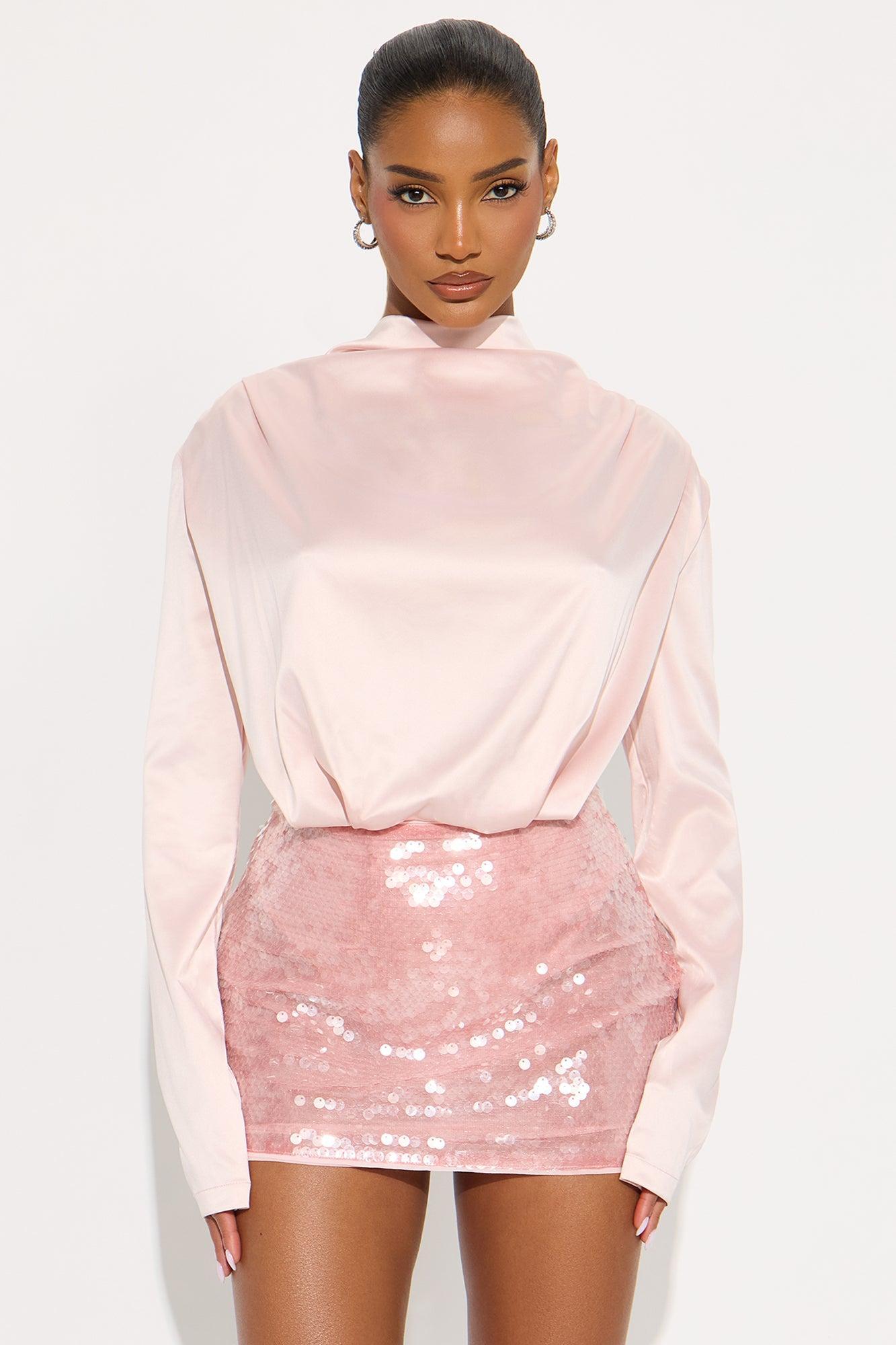 Alessandra Satin Bodysuit - Blush Product Image