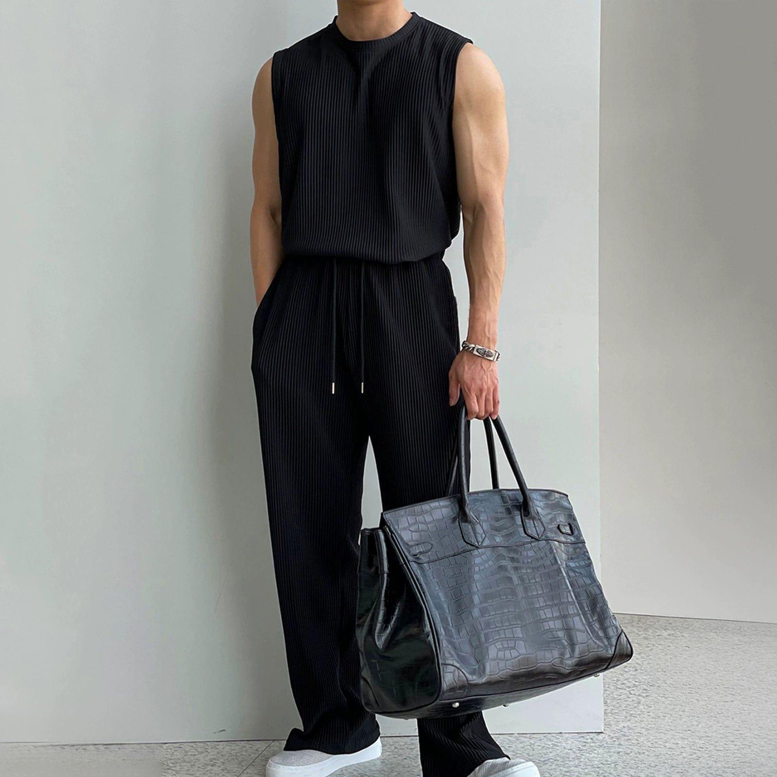 RT No. 11931 PLEATED SLEEVELESS SHIRT & WIDE DRAWSTRING PANTS Product Image
