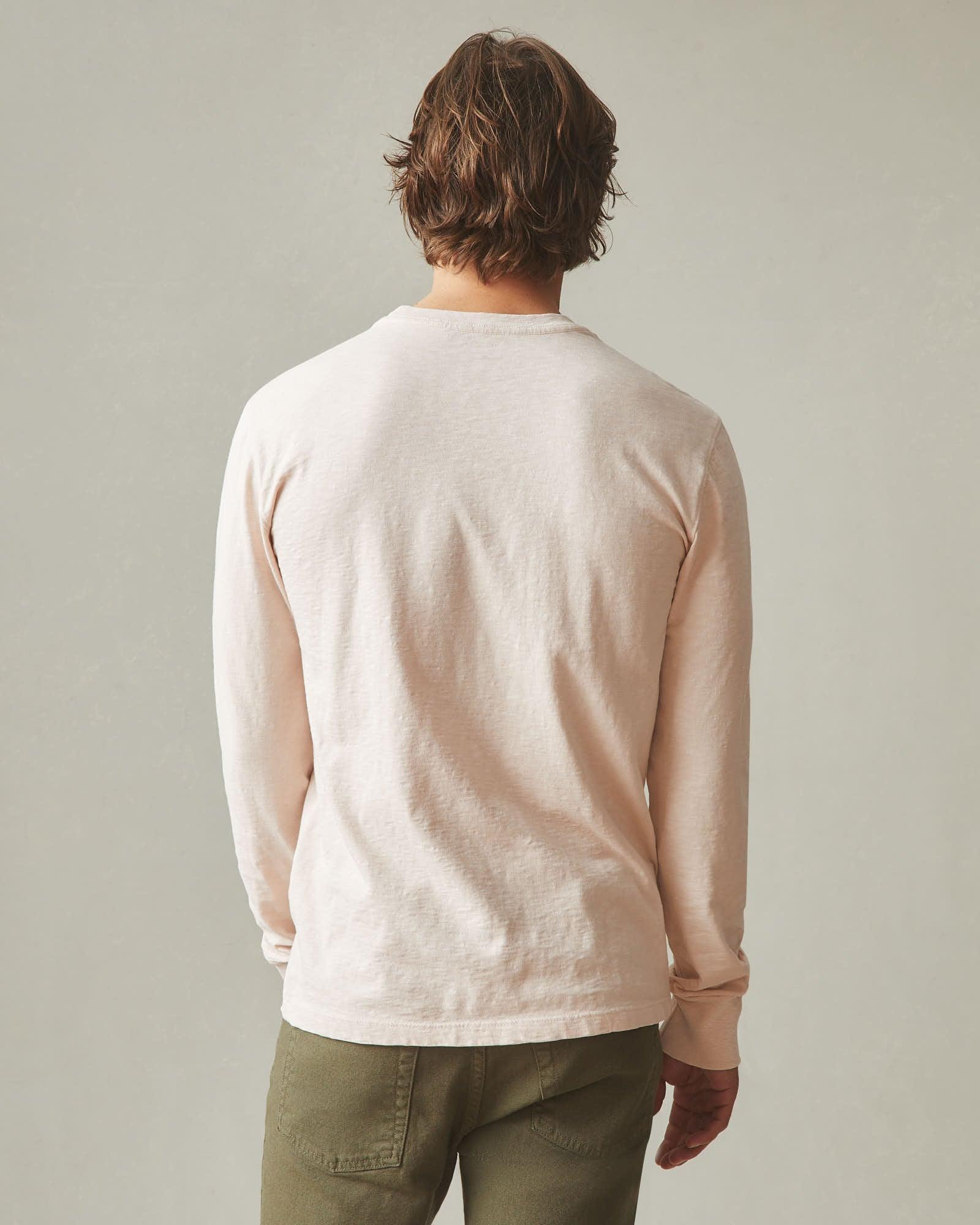 Men's Premium Slub Crew Long Sleeve Tee - Almond Peach Male Product Image