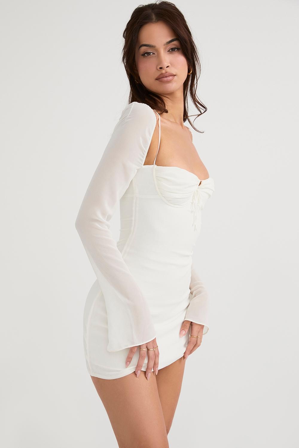 Babydoll  ivory chiffon halter mini dress Product Image