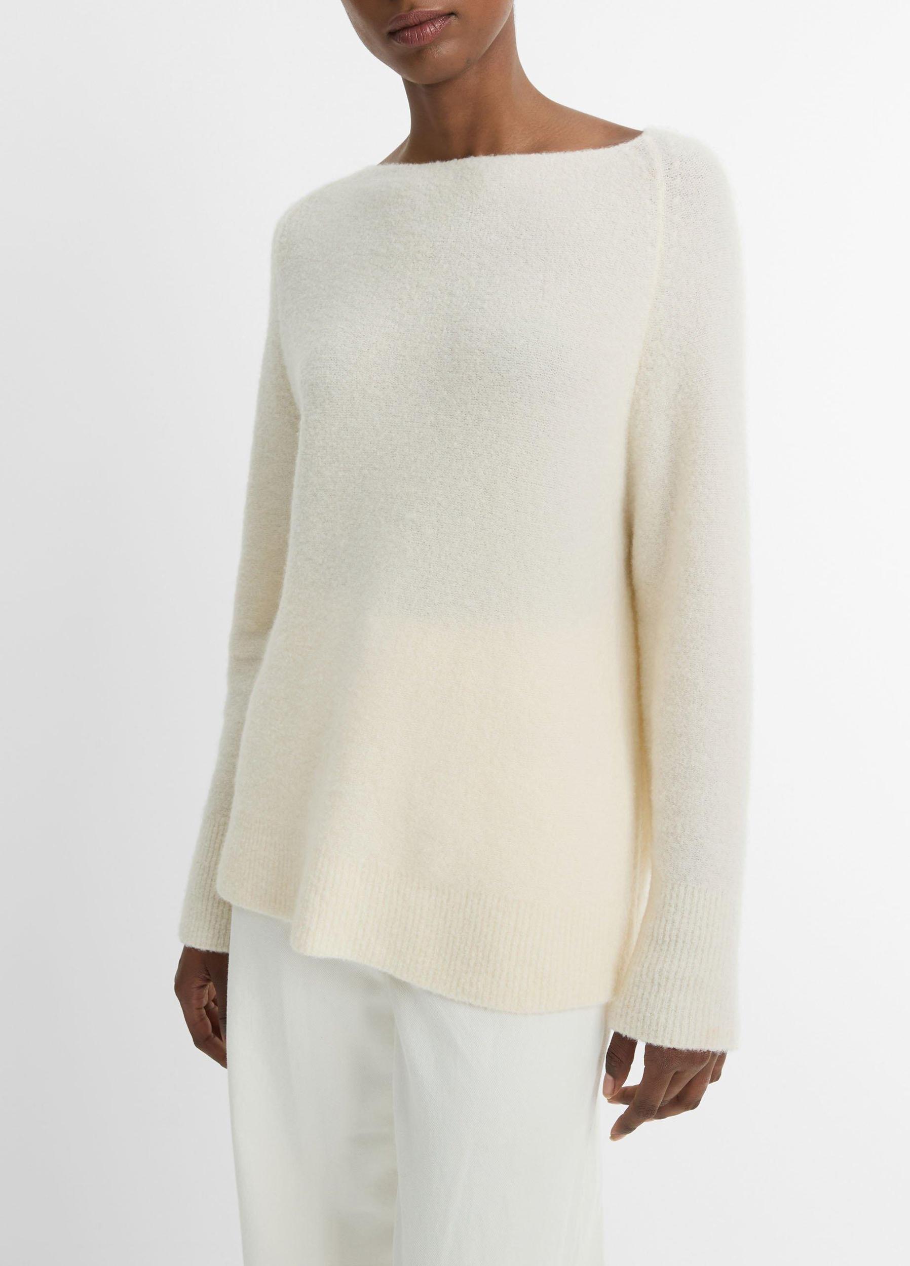 Womens Boucl Wool-Blend Raglan Boat-Neck Sweater, Off White, Size L Vince Product Image
