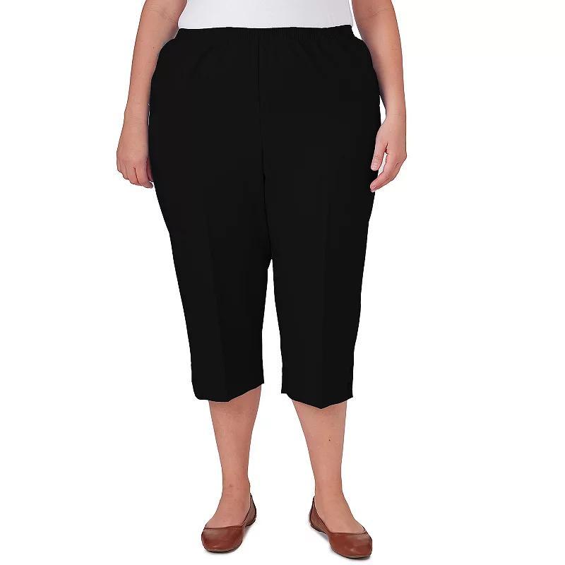 Plus Size Alfred Dunner Button Hem Capri Pant, Women's, Size: 24 W, Black Product Image