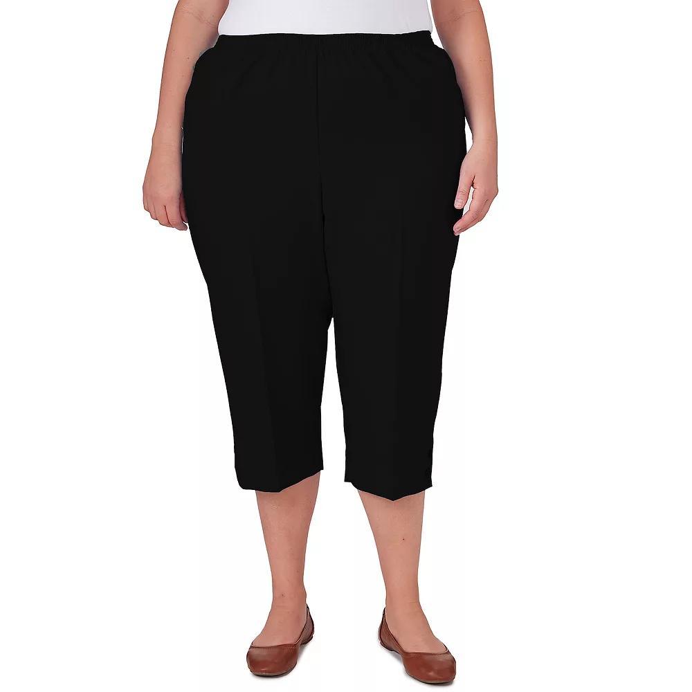 Plus Size Alfred Dunner Button Hem Capri Pant, Women's, Size: 24 W, Black Product Image