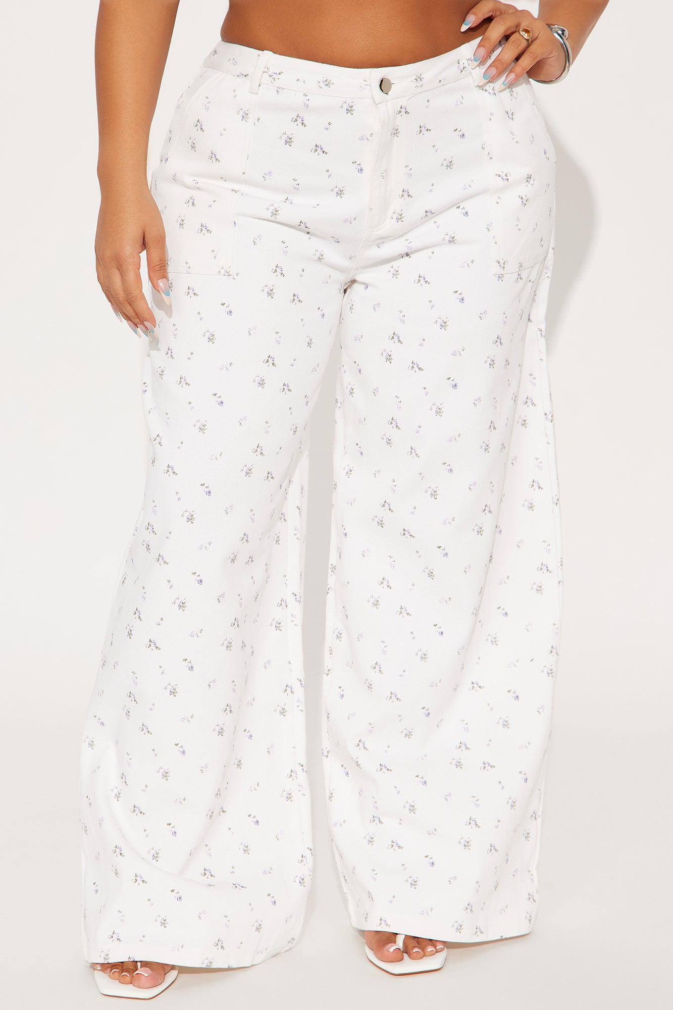 Denim Fever Wide Leg Streetwear Pant - Off White Product Image