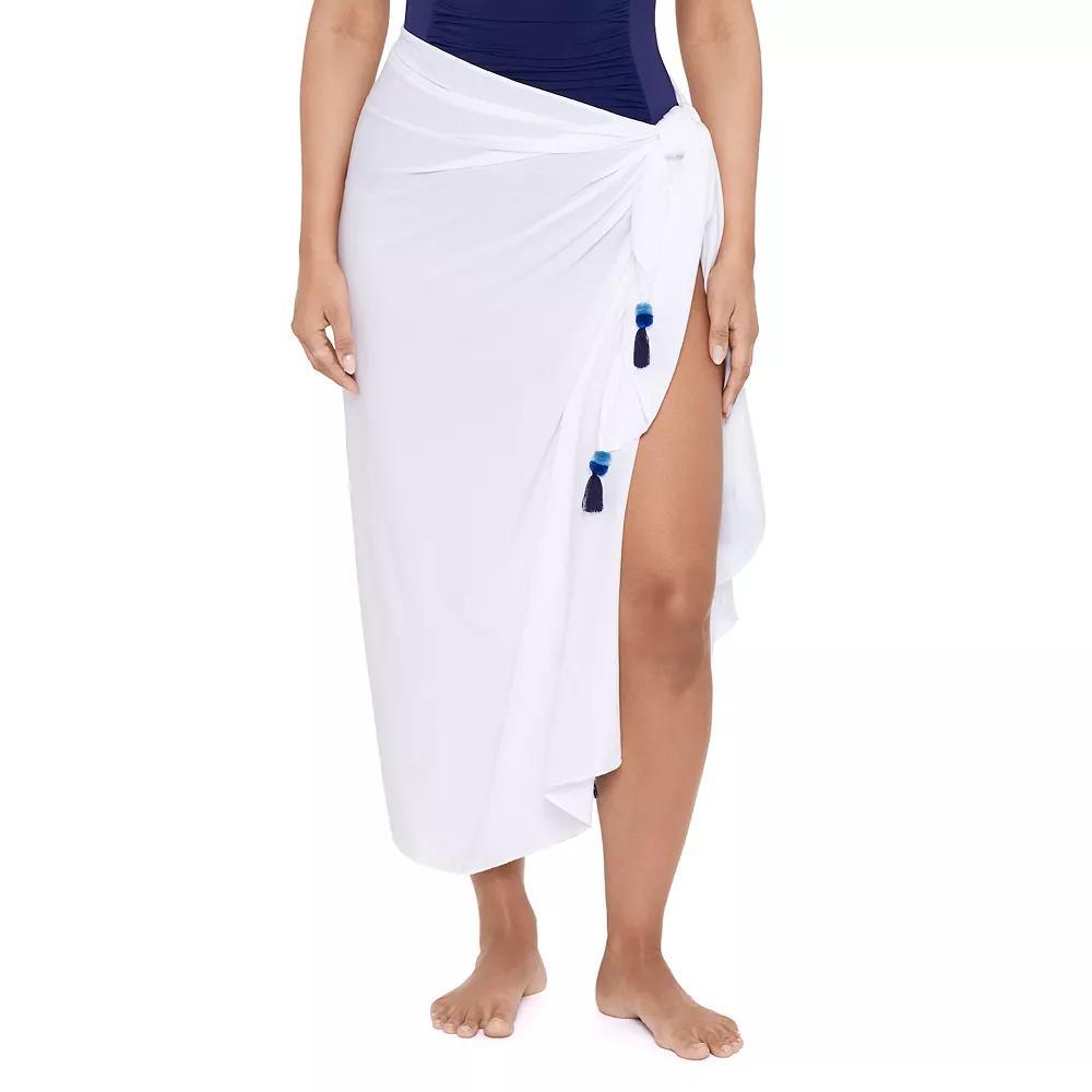 Women's Trimshaper Pareo Solid Midi Wrap Skirt Swim Cover Up, White Product Image