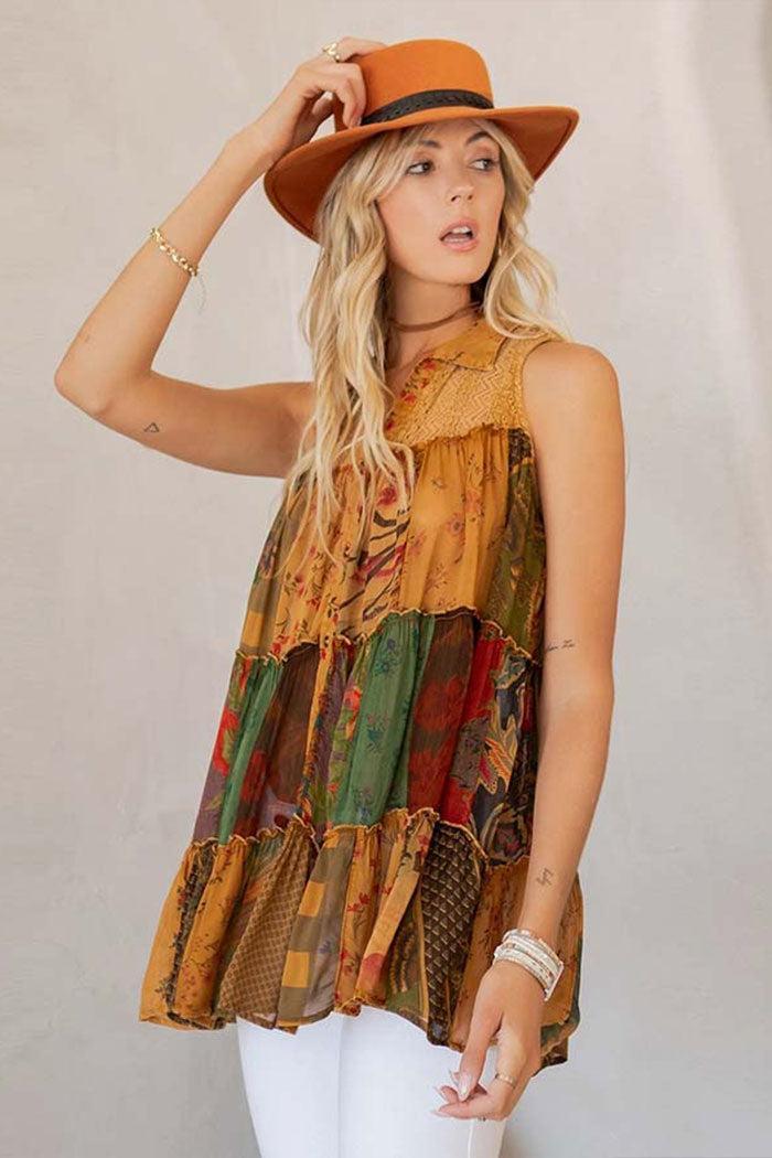 Artisan Patchwork Button-Down Top Product Image
