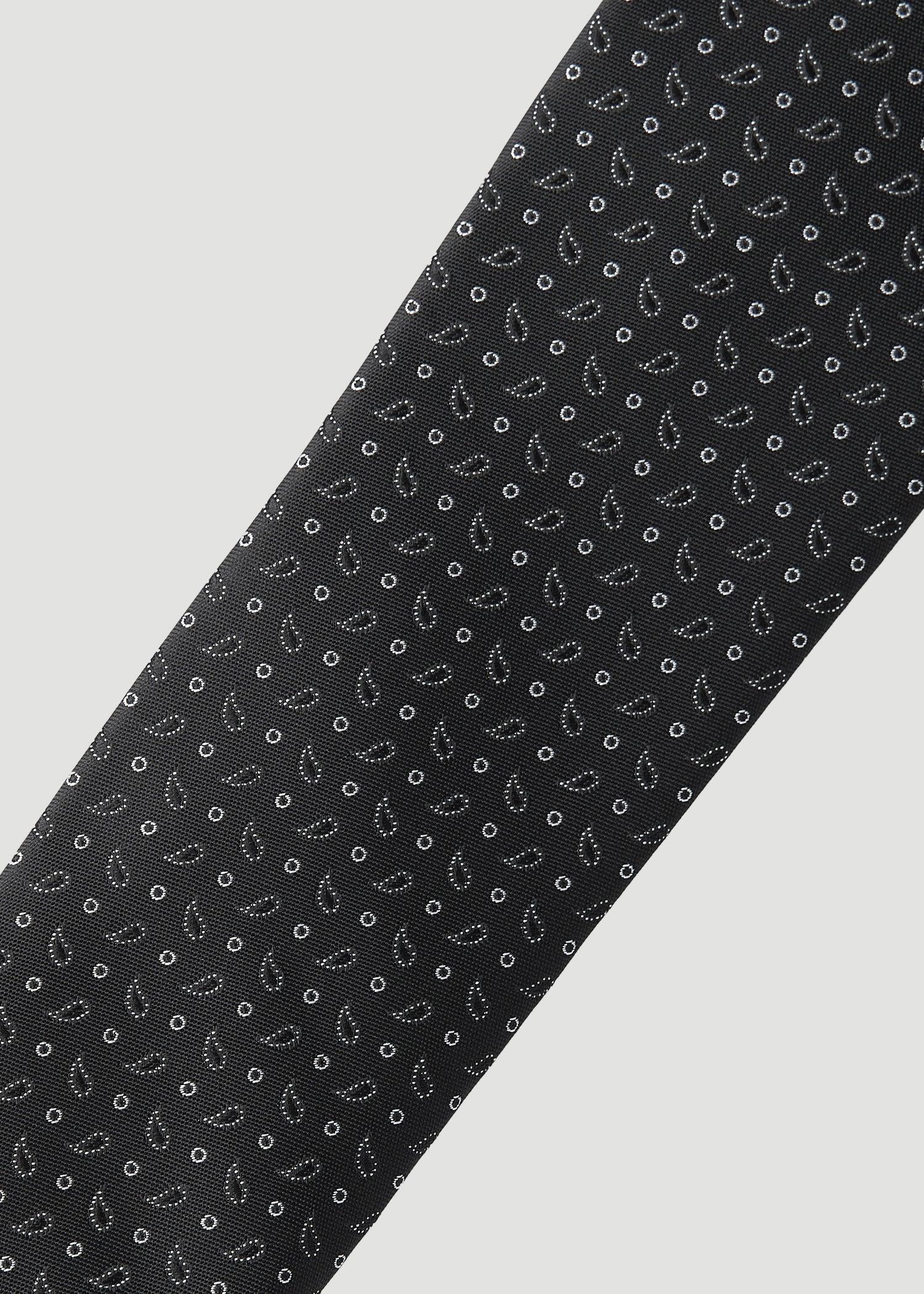 Dress Ties for Tall Men in Black Micro Paisley Male Product Image