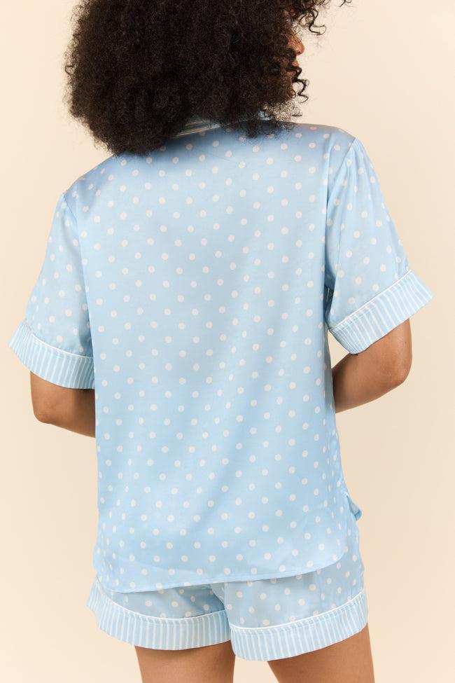 No Alarm Blue Polka Dot Satin Pajama Top Product Image