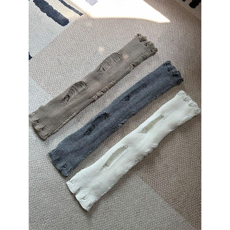 Distressed Ribbed Knit Leg Warmers Product Image