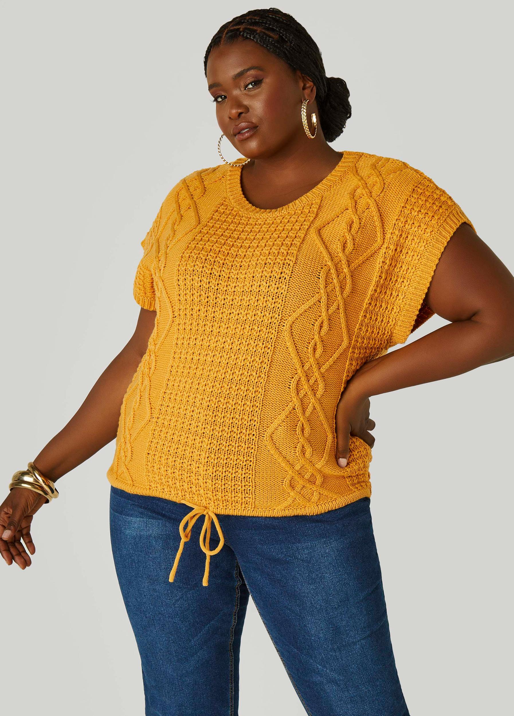 Drawstring Cable Knit Sweater Product Image