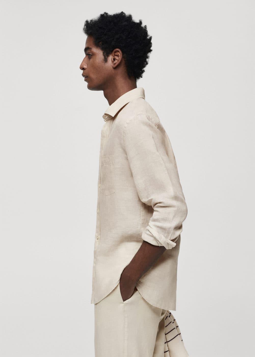 Mango Mens 100% Linen Regular-Fit Shirt Product Image