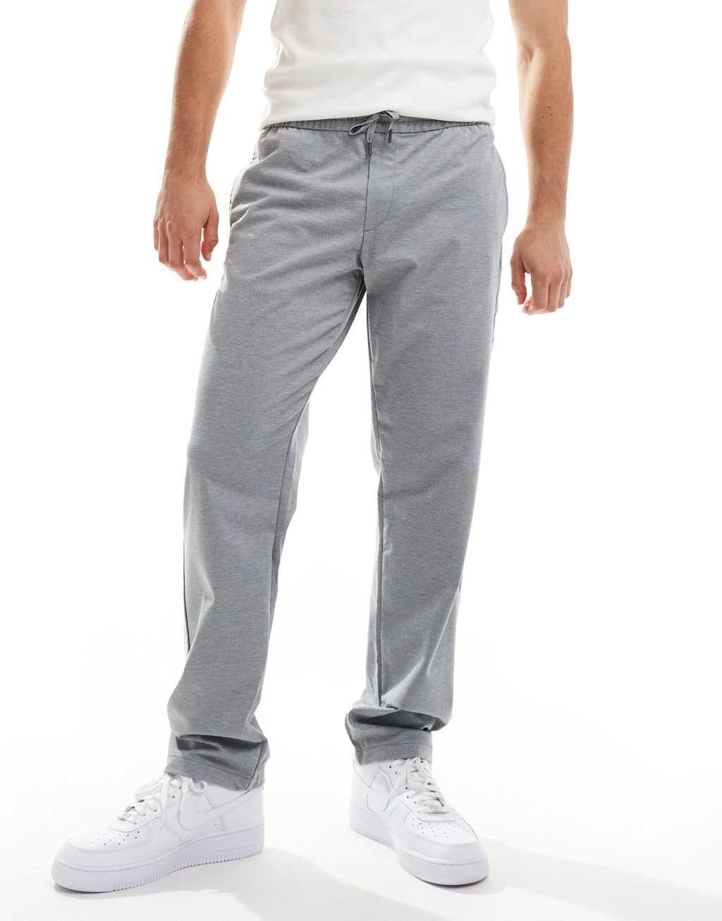 Jack & Jones drawstring tapered pants in heather gray  Product Image