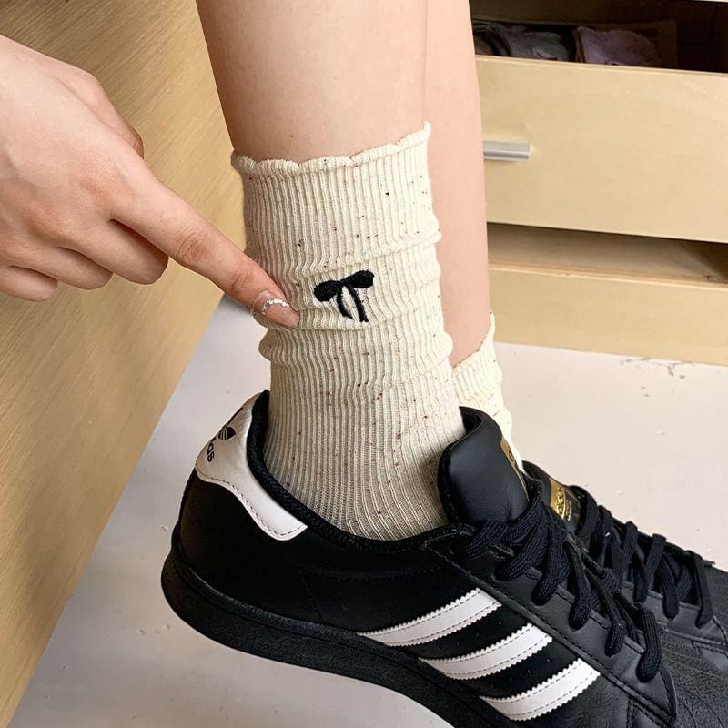Bow Embroidered Socks Product Image