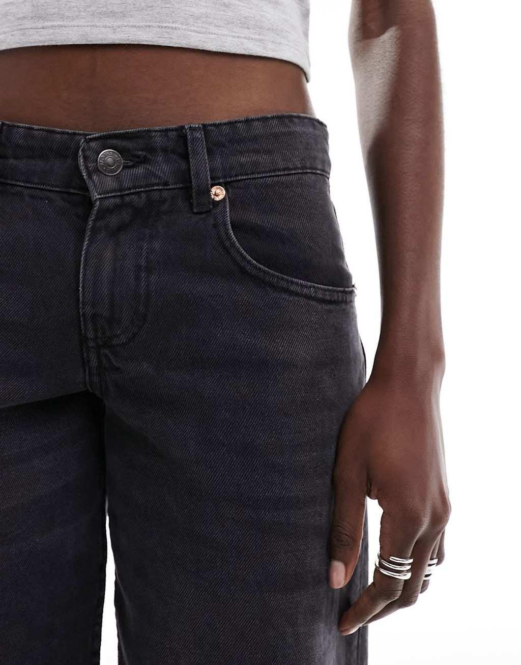 Motel parallel leg low rise jeans in vintage black Product Image