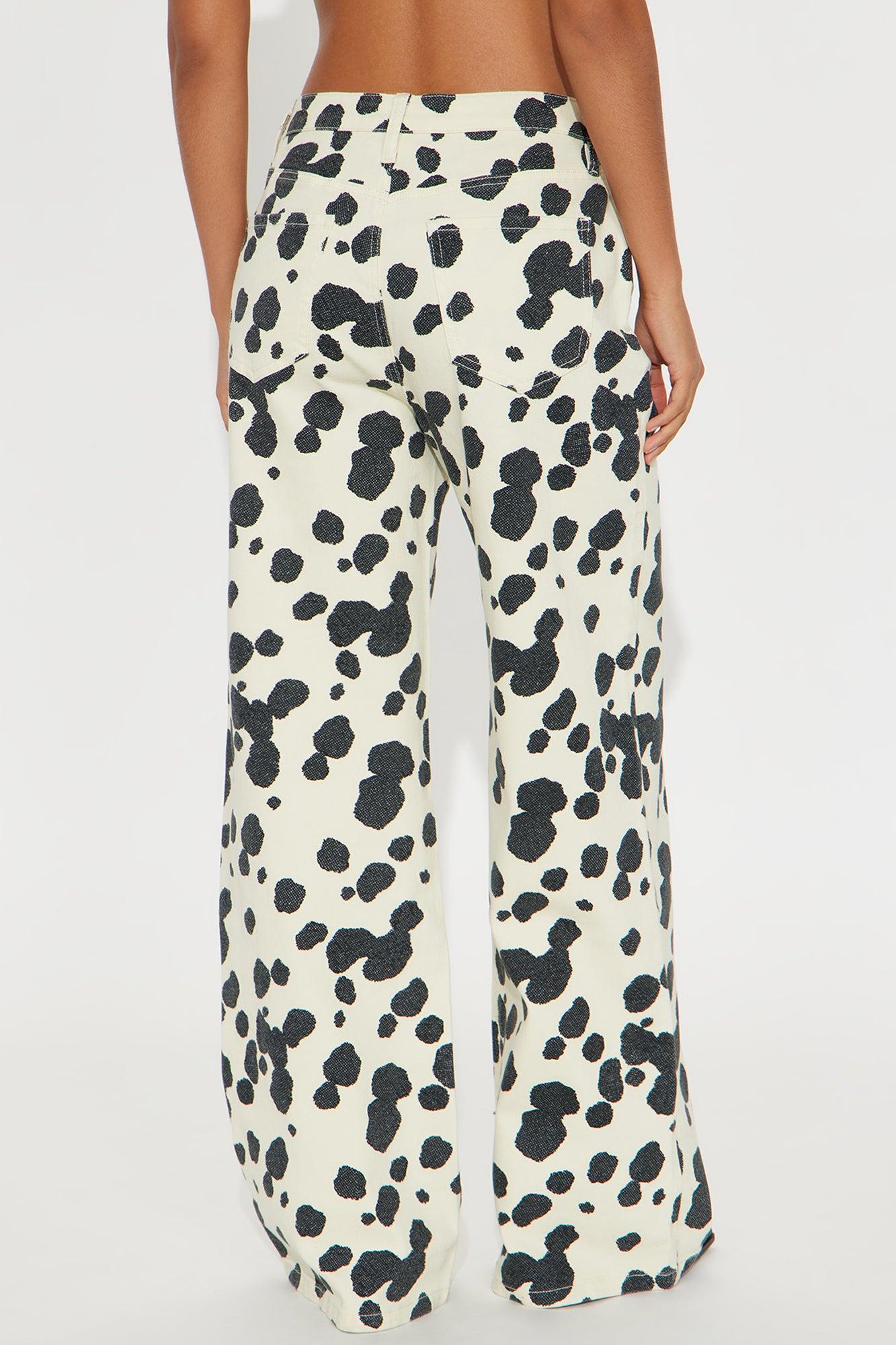 Something Sweet Baggy Printed Jeans - Black/White Female Product Image