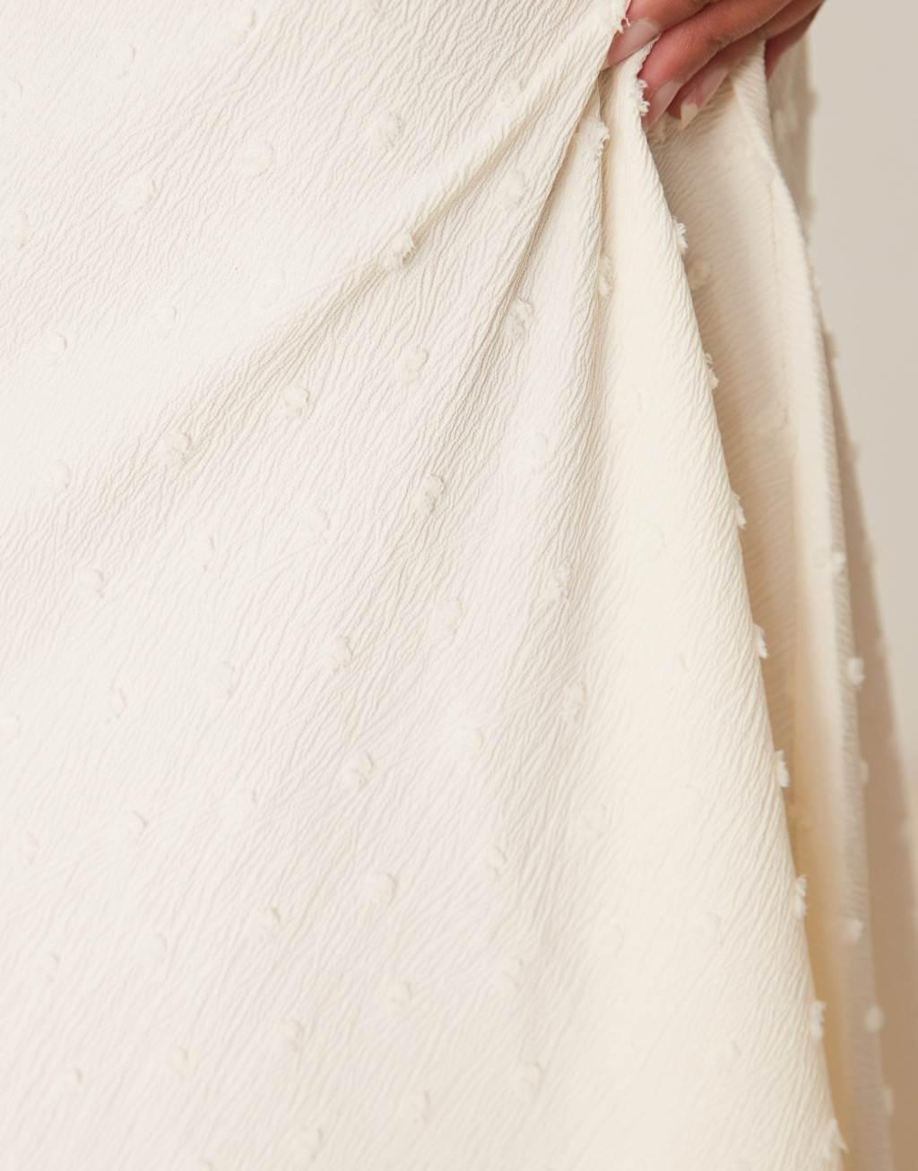 Vila textured midi skirt in cream Product Image