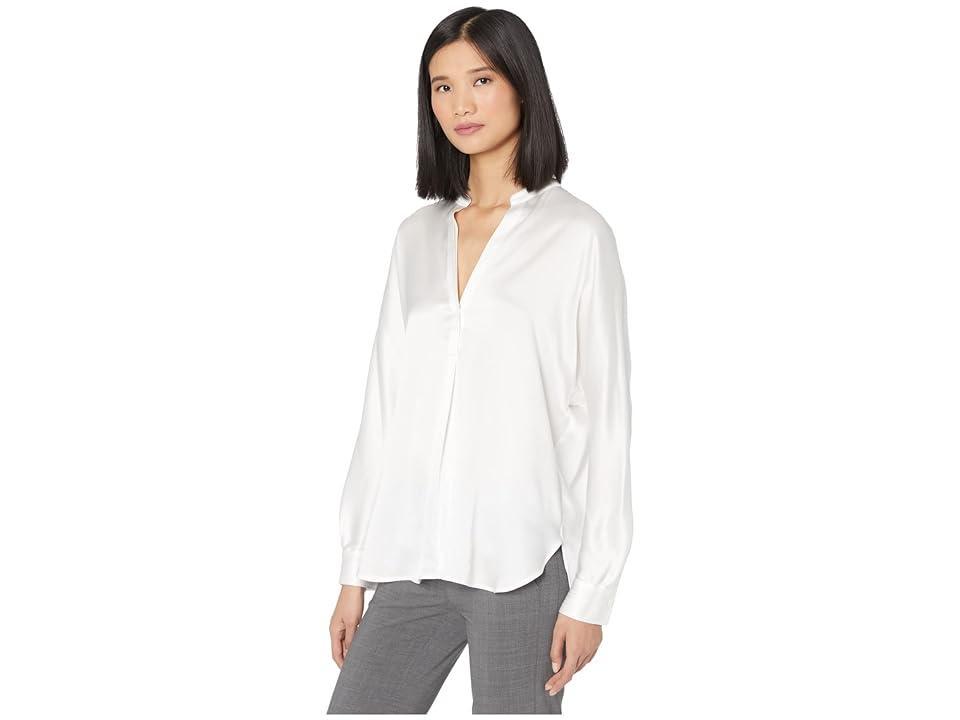 Vince Silk Banded Collar Blouse Product Image