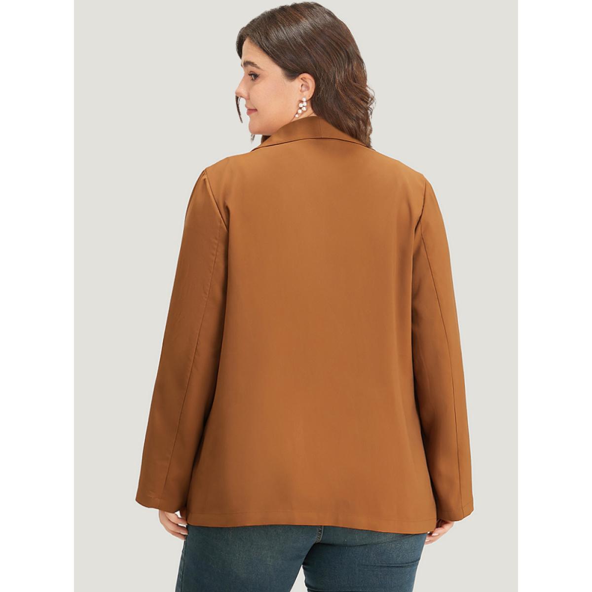 Plus Size Halloween Plain Lapel Collar Patched Pocket Blazer Bronze Women Dailywear Plain Plain Sleeve Long Sleeve Lapel Collar 22-24/3X Pocket Casual Blazers BloomChic Product Image