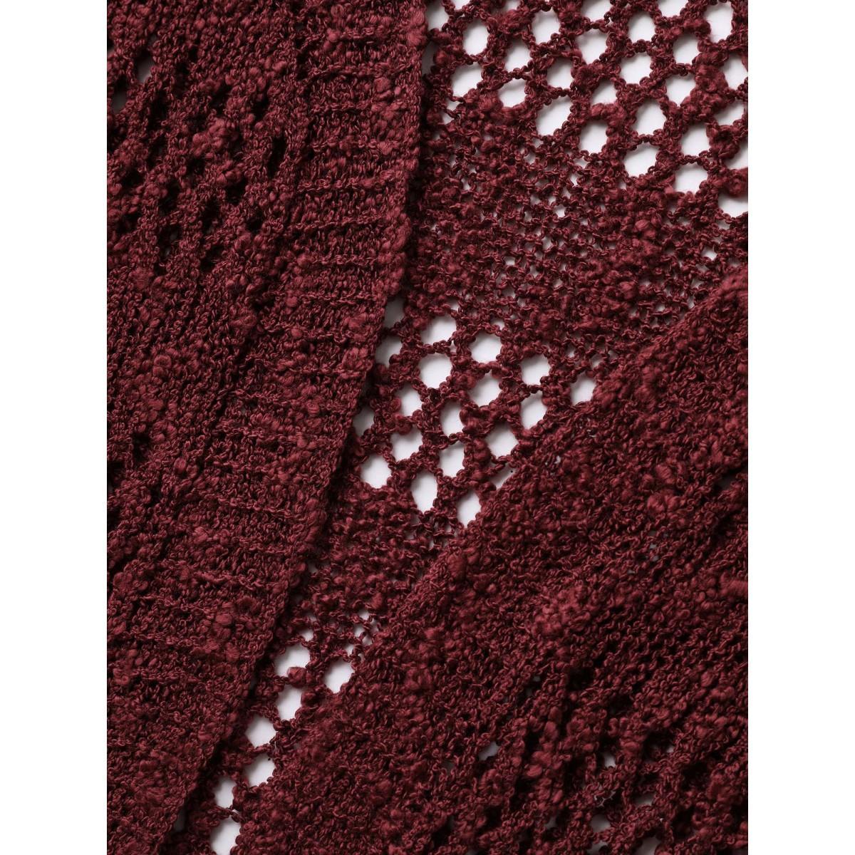 Plus Size Textured Cut-Out Open-Front Knit Cardigan Russet Women Loose Long Sleeve Everyday-Casual Cardigans BloomChic 10/M Product Image