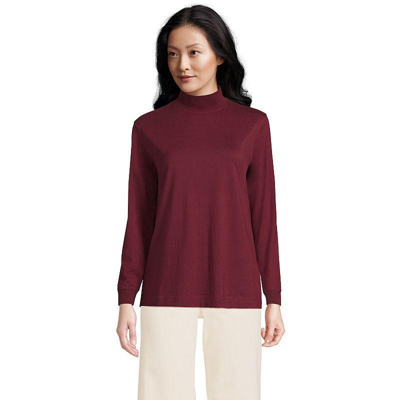 Petite Lands' End Long Sleeve Super T Mock Neck Top, Women's, Size: Medium Petite, Grey Heather Product Image