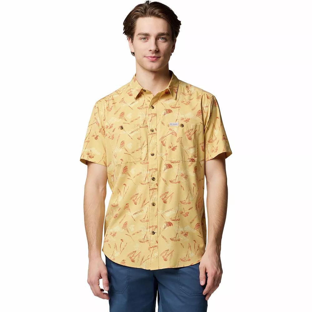 Men's Columbia UPF 40 Utilizer Printed Short Sleeve Button-Down Shirt, Size: XXL, Brown Yarrow Mirage Product Image