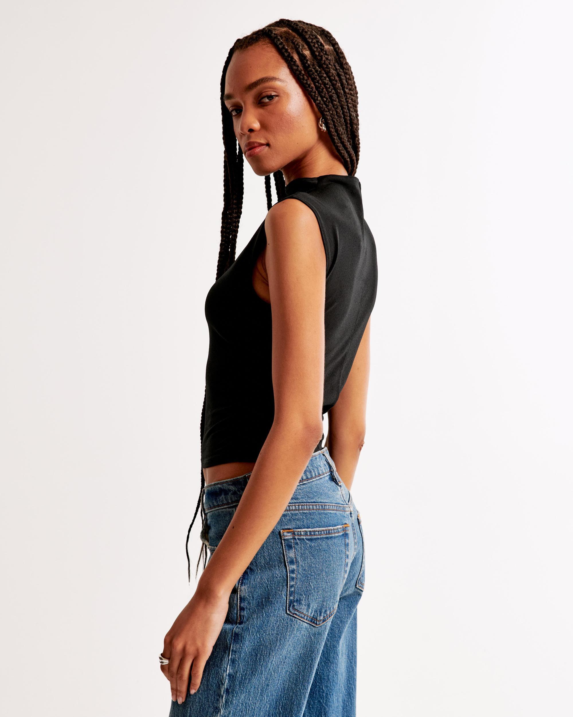 Long-Sleeve Grown-On Mockneck Top Product Image