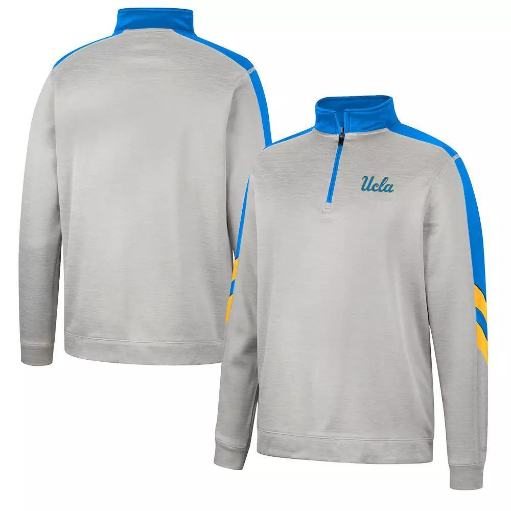 Men's Colosseum Gray/Green Oregon Ducks Bushwood Fleece Quarter-Zip Jacket, Size: XL, Grey Product Image