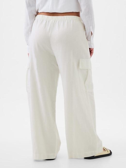 Mid Rise Linen-Cotton Pull-On Cargo Pants Product Image